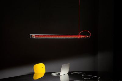 Tubular LED Hängeleuchte Ingo Maurer Kabel rot